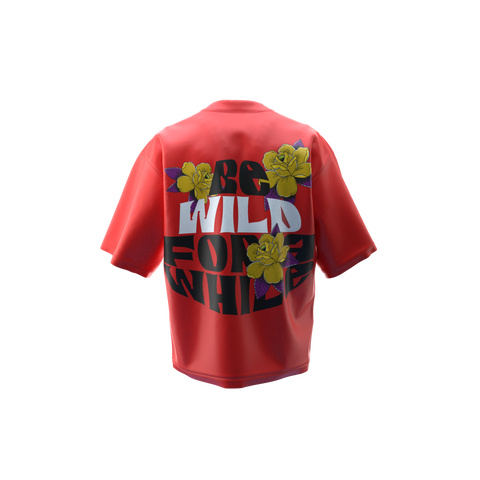 Wild Red Oversized T-Shirt | Floral Print Streetwear