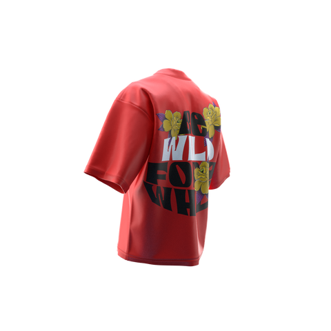 Wild Red Oversized T-Shirt | Floral Print Streetwear